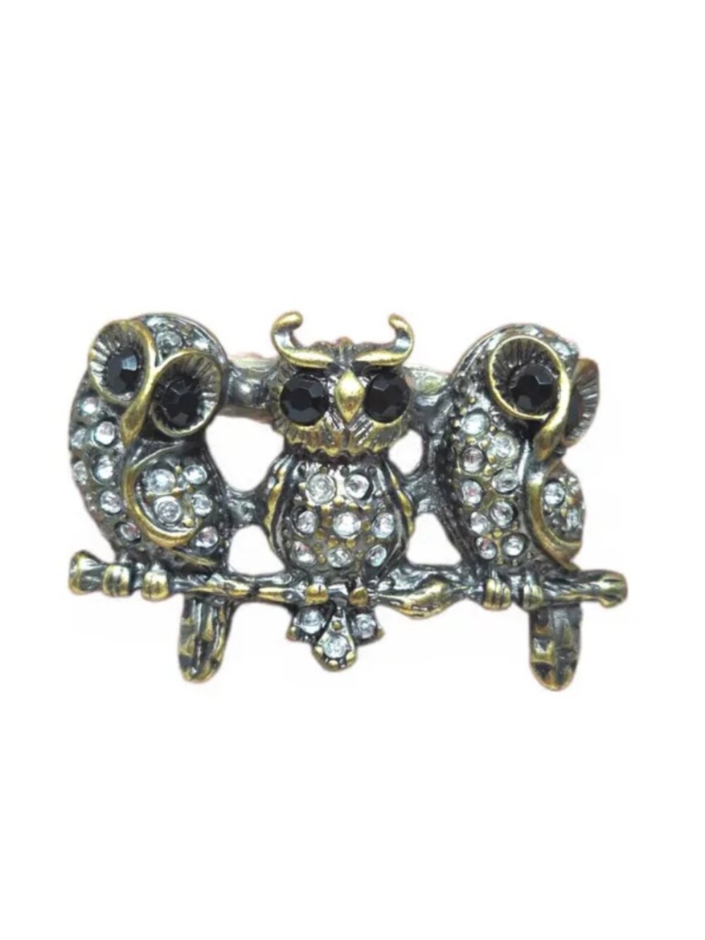 Vintage Brass/Pewter Owl Brooch